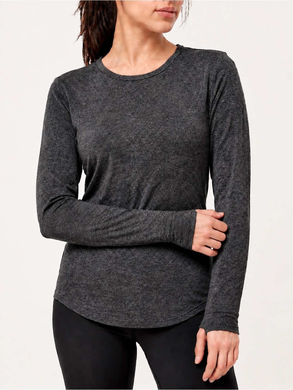 ClimateRight by Cuddl Duds Gray Fleece Long Sleeve Base Layer Thumbhole Top M